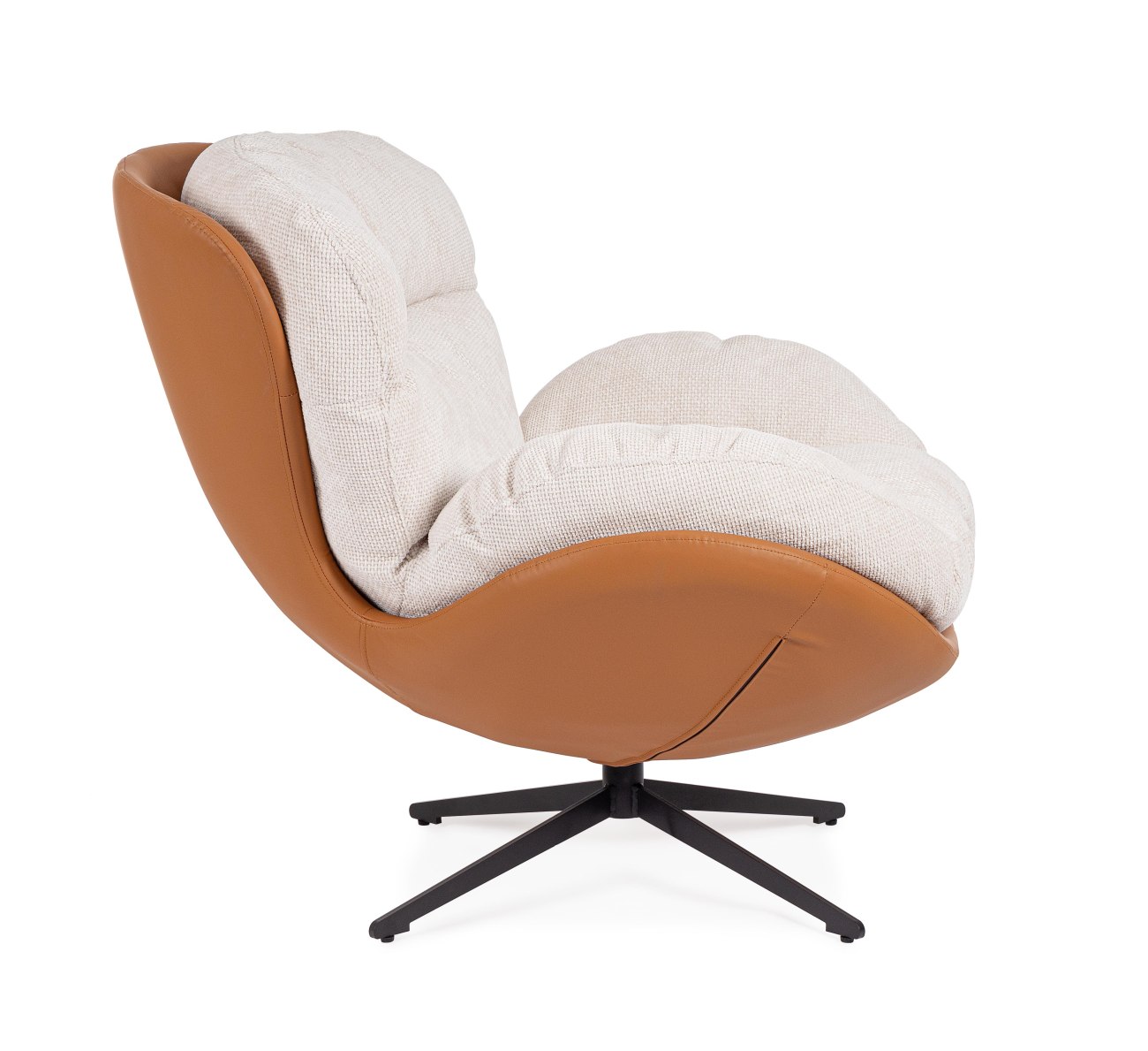 Drehsessel Adinda aus Stoff, Beige/Cognac