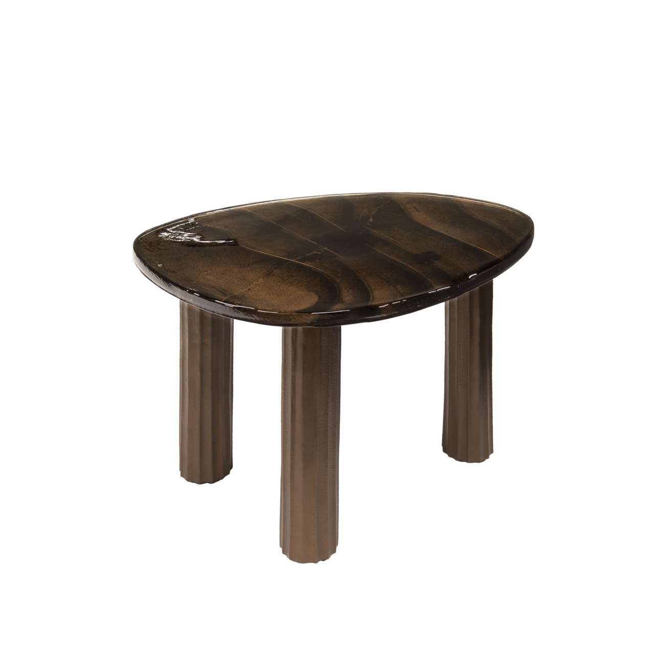 Couchtisch Klidun - Glas & Aluminium, Antikkupfer, Größe M