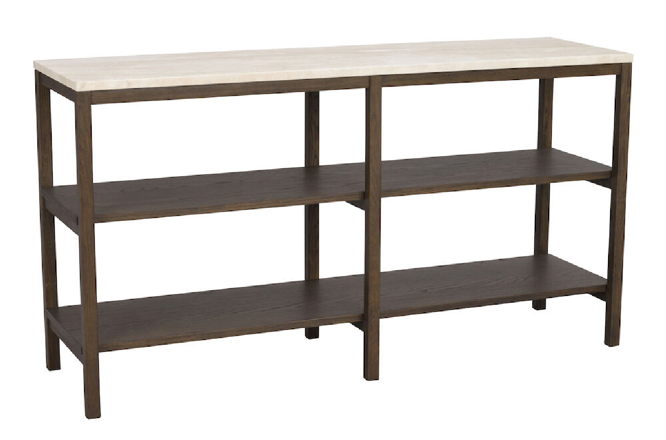 Konsole Orwel 140x40x75cm, Traventin / Eiche Braun
