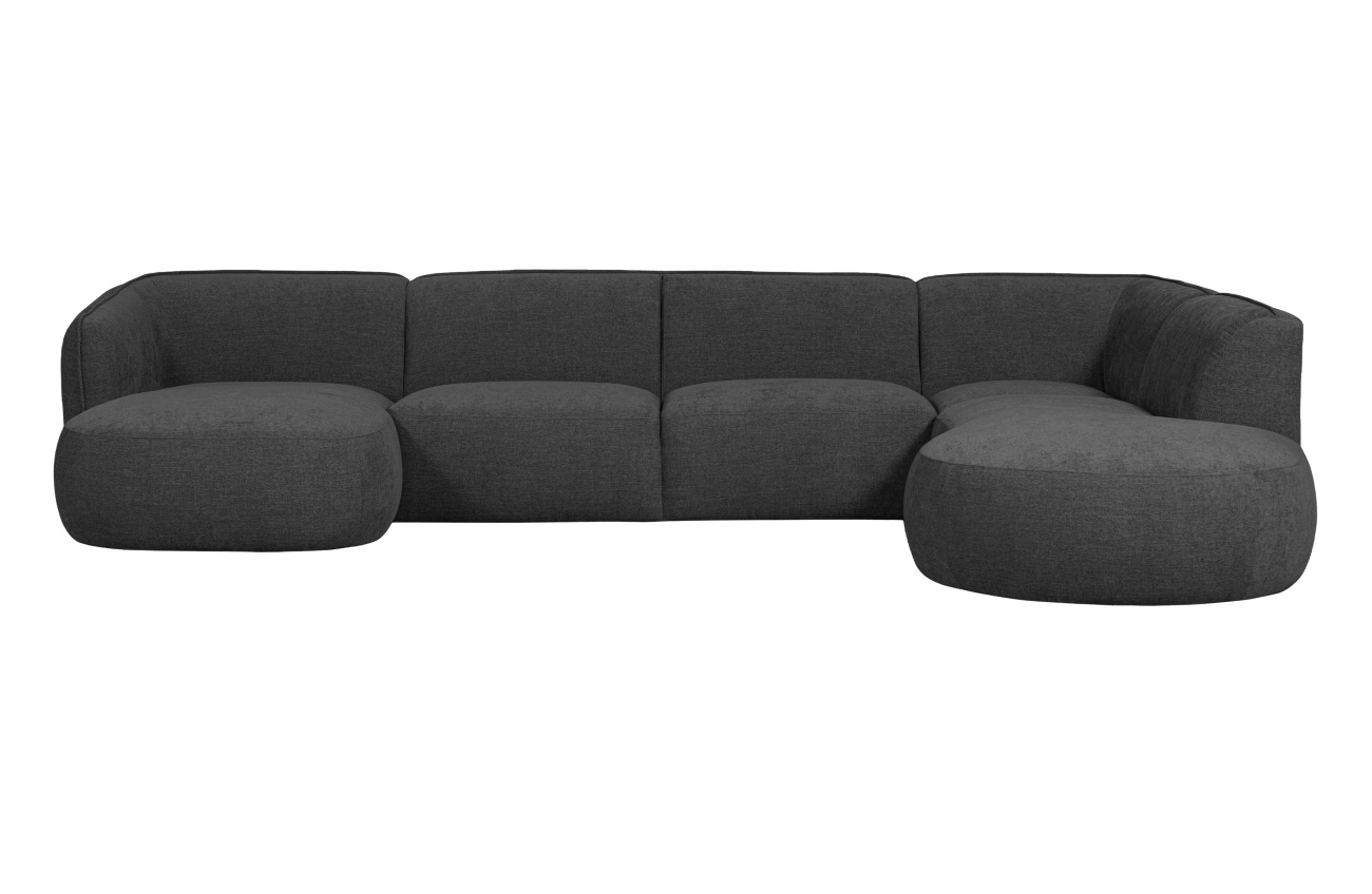 Sofa Polly U-Form aus Webstoff Rechts, Grau